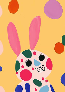 Cute Polka Dot Bunny Illustration