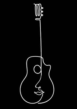 Abstract Guitar Face Line Art
