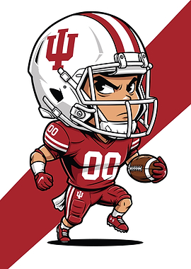 Indiana Hoosiers Football Player Cartoon