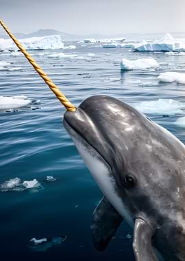 Narwhal with Tusk in Arctic Waters