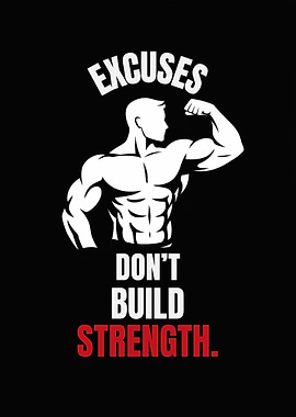 Bodybuilder with motivational text