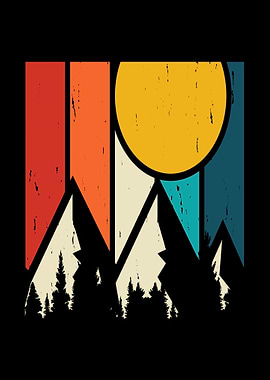 Retro Mountain Sunset