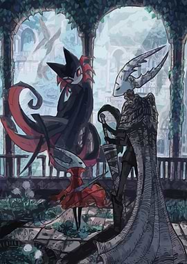 Hollow Knight Characters in Ruined Garden