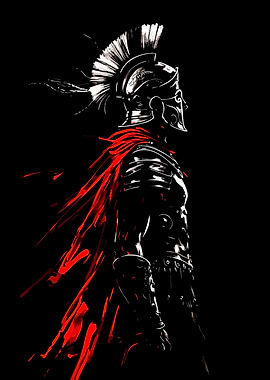 Spartan Warrior with Red Cape