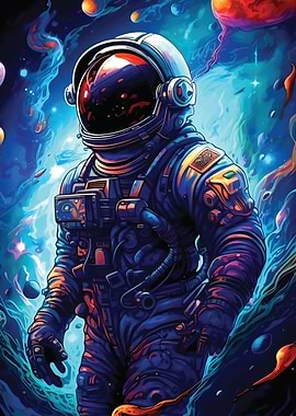 Astronaut in Cosmic Nebula