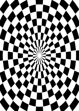 Black and White Radial Checkerboard Pattern