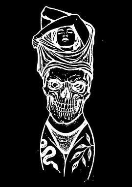 Skull with Woman and Snake Tattoo