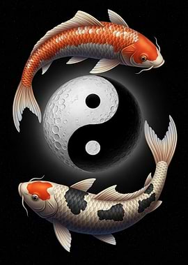 Yin Yang Koi Fish Moon