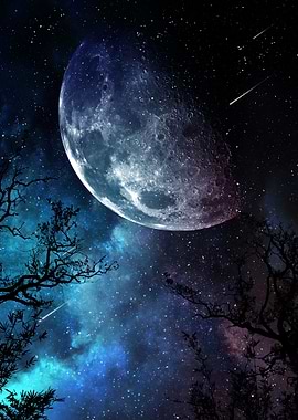 Mystical Moonlit Night Sky