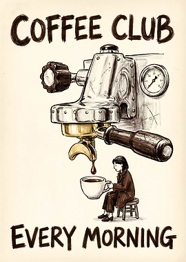 Coffee Club Every Morning Poster