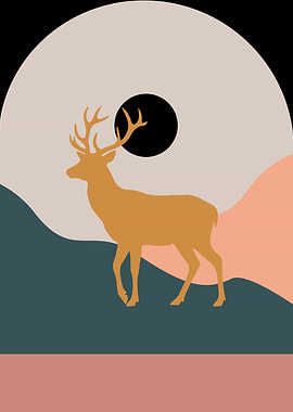 Deer in a Minimalist Landscape