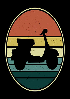Retro Scooter Sunset Silhouette