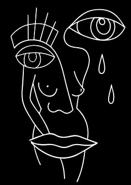Abstract Face with Tears
