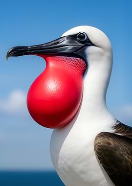 Close-up of a Frigatebird with red throat pouch