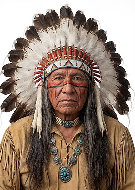 Native American Man in Traditional Headdress