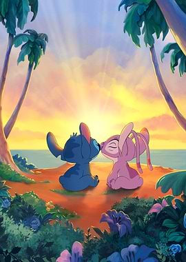 Stitch and Angel: Sunset Kiss