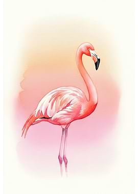 Watercolor Flamingo Painting