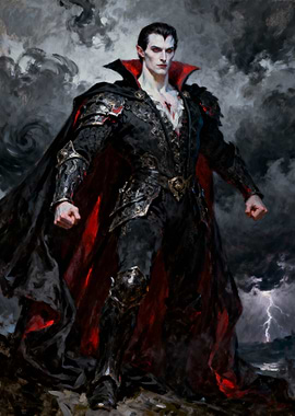 Vampire Lord in Stormy Landscape