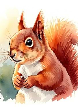 Watercolor Squirrel Portrait