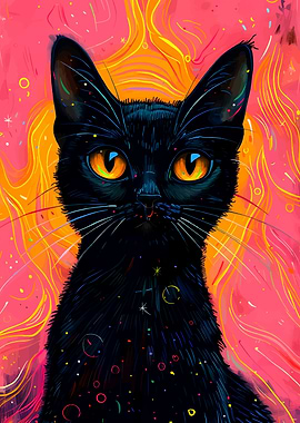 Black Cat with Orange Eyes