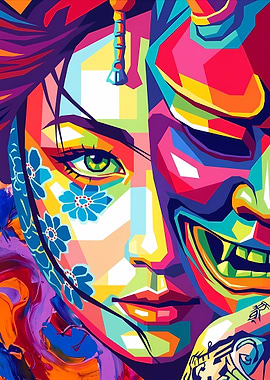 Woman with Japanese Mask