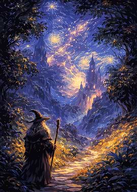 Wizard in a magical forest