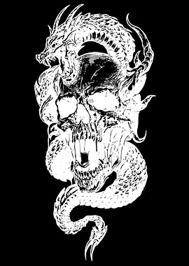 Dragon and Skull Tattoo Design
