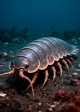 Giant Isopod on Ocean Floor