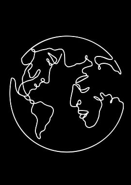 Abstract Earth Face Line Art