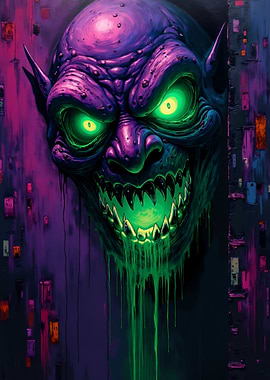 Scary Green Goblin Face