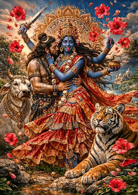 Divine Embrace of Kali and Shiva