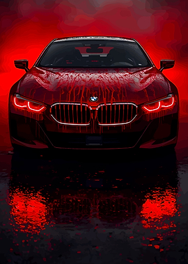 Red BMW with Blood Splatter