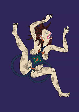Tibetan Buddhist deity in dynamic pose