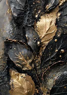 Textured Black and Gold Leaves