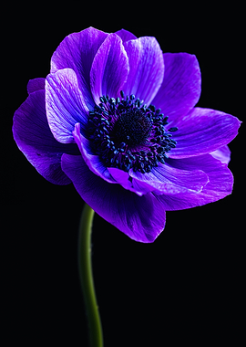 Vibrant Purple Anemone Floral Portrait