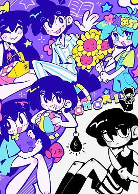 Omori Characters with Flowers and Toys