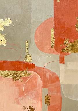 Abstract Geometric Painting with Gold Leaf