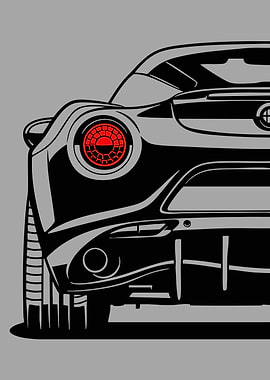 Close-up of a Black Sports Car Tail Light