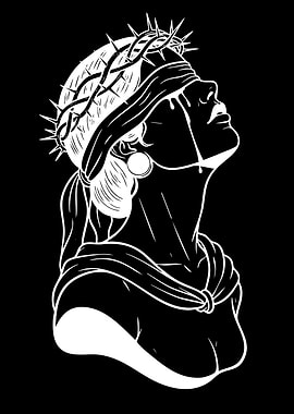 Blindfolded Woman with Crown of Thorns