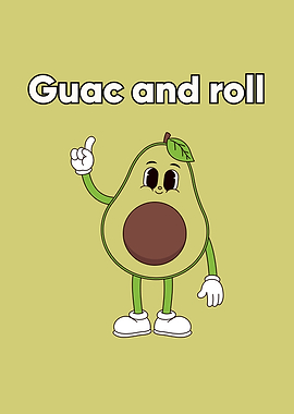 Guac and Roll Avocado Cartoon