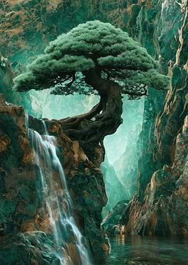 Bonsai Tree on Enchanted Waterfall Tree