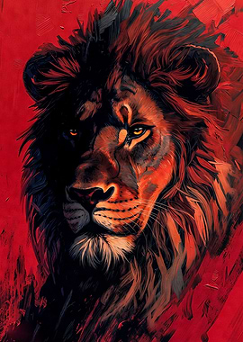 Fiery Lion Portrait