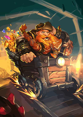 Dwarf Miner in a Minecart