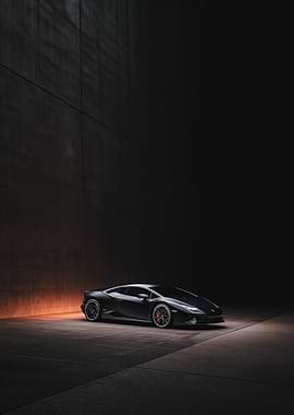 Dark Lamborghini in Industrial Setting