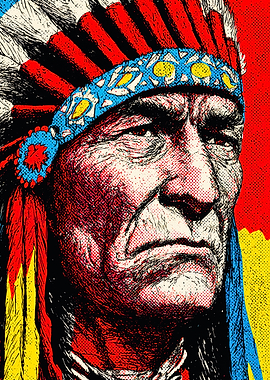 Pop Art Native American Chief Portrait