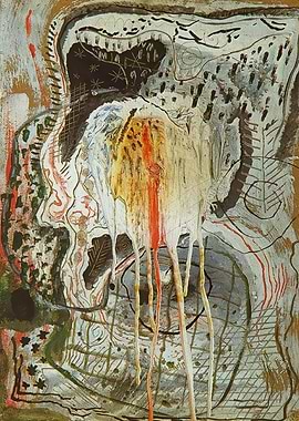 Surreal Drip Painting with Abstract Forms