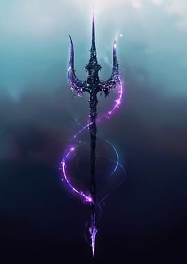 Mystical Trident with Purple Energy
