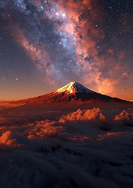 Majestic Mountain Peak Under Starry Sky