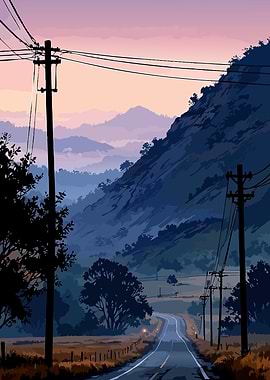 Serene Mountain Road at Dusk