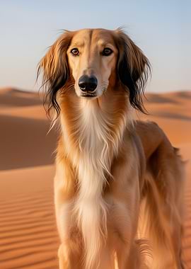 Saluki Dog in Desert Dunes